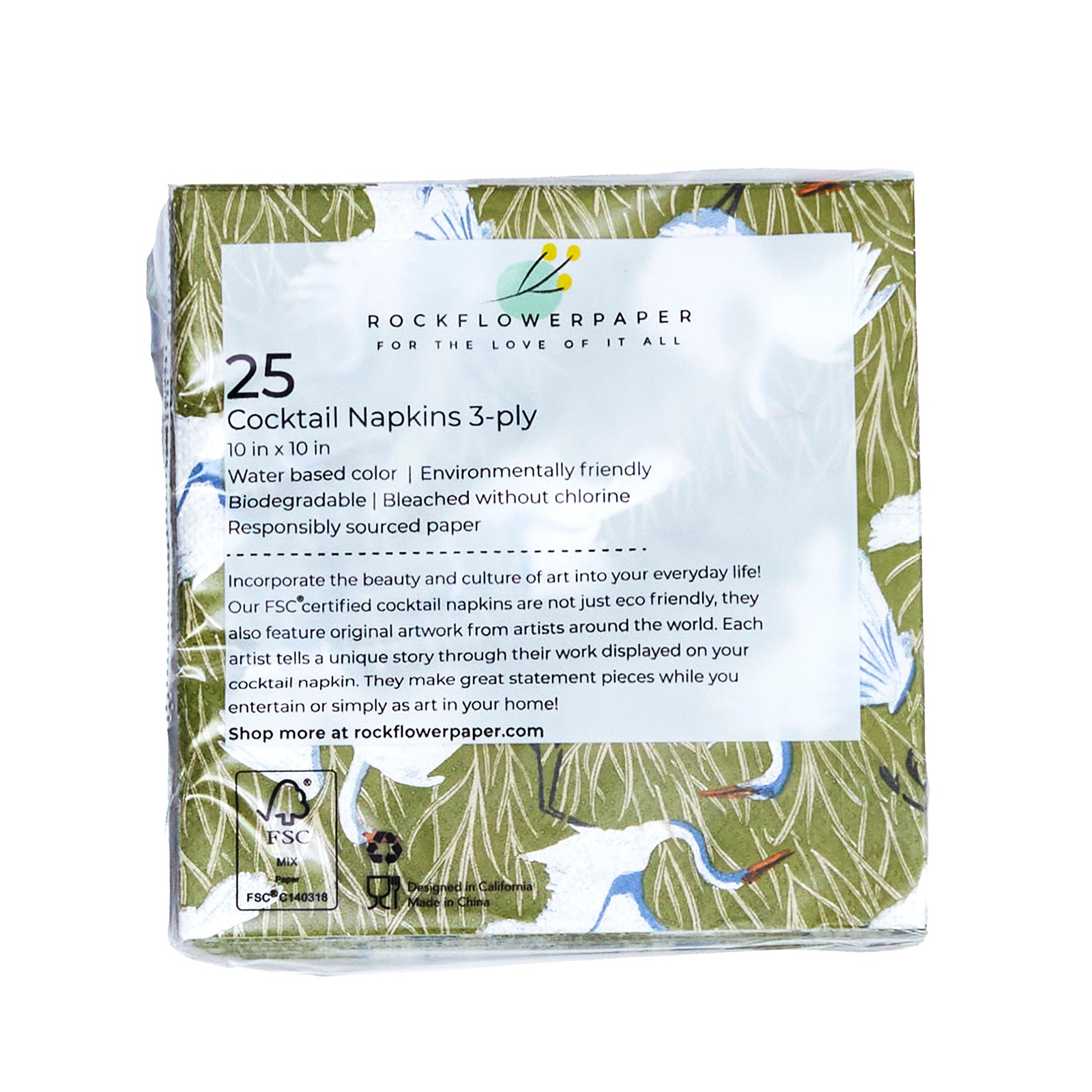Egret & Reed Paper Cocktail Napkins (Pack of 25)