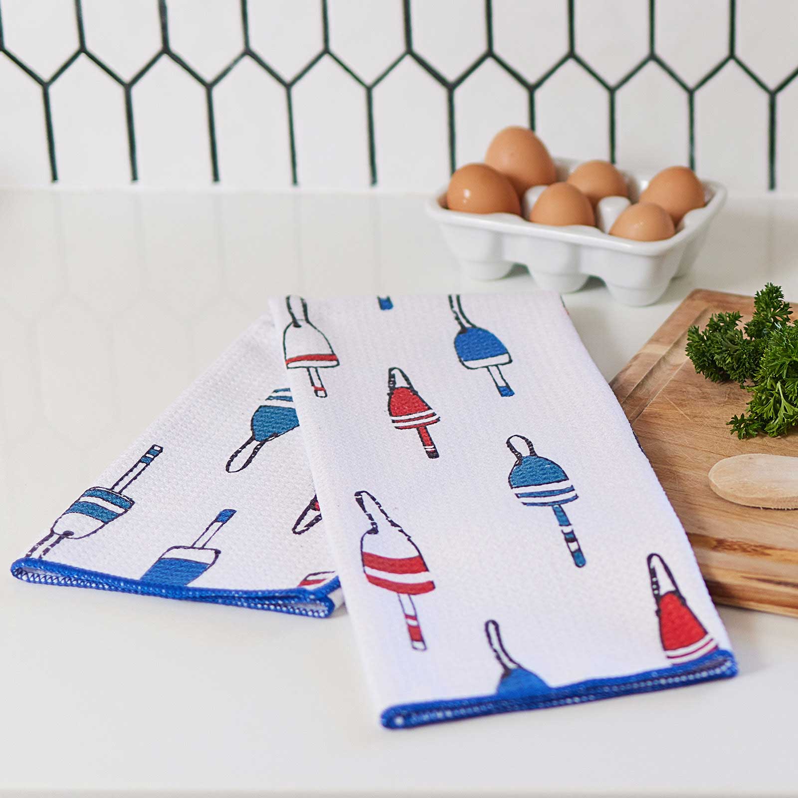 Handmade Hanging Kitchen Towel Set 2 Dish Towels and 2 Dish 