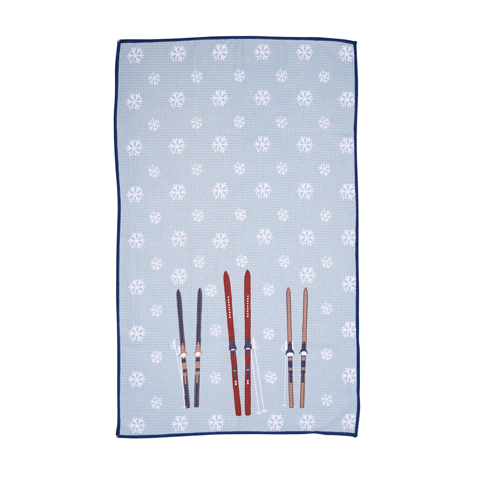Nordic Ski Blu Kitchen Tea Towel-Double Side Printed Kitchen Towel - rockflowerpaper