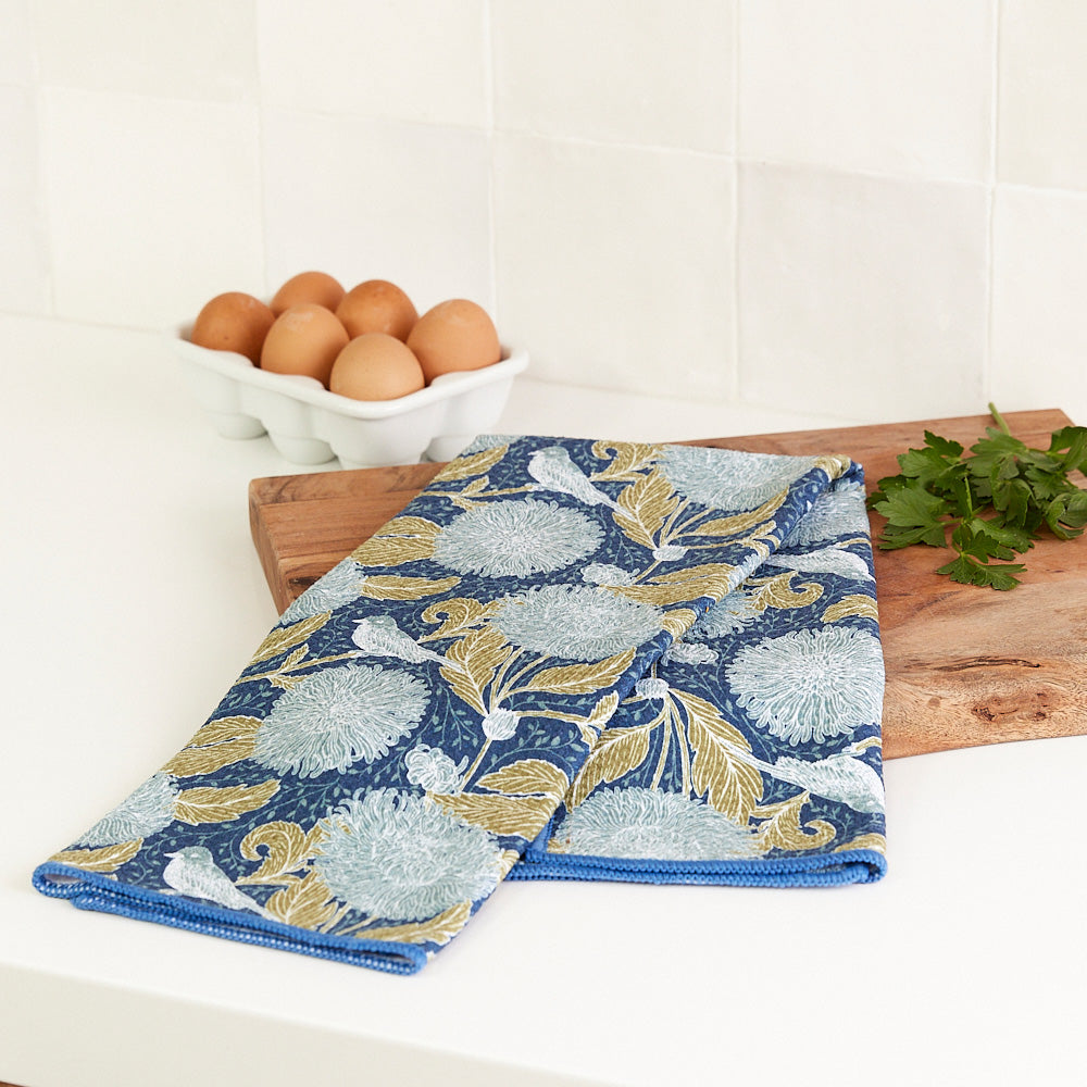 Rockflowerpaper  Modern Poppy blu Kitchen Tea Towel