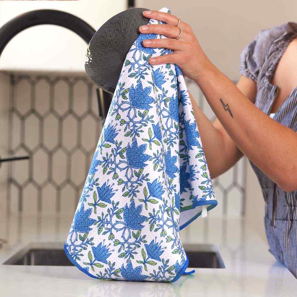 Tilly blu Kitchen Tea Towel- Double Side Printed Kitchen Towel - rockflowerpaper