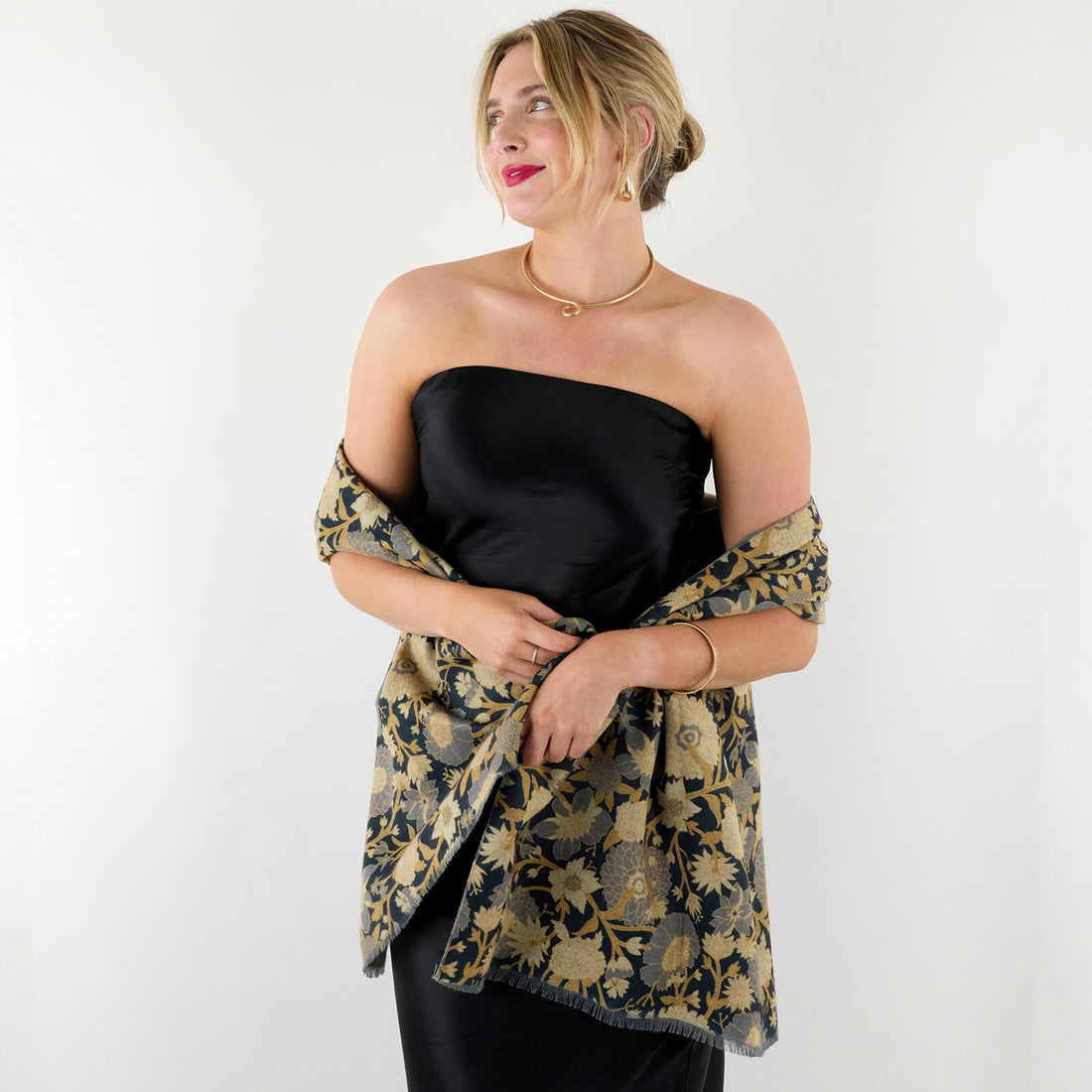 Capri Black Reversible Wrap Scarf