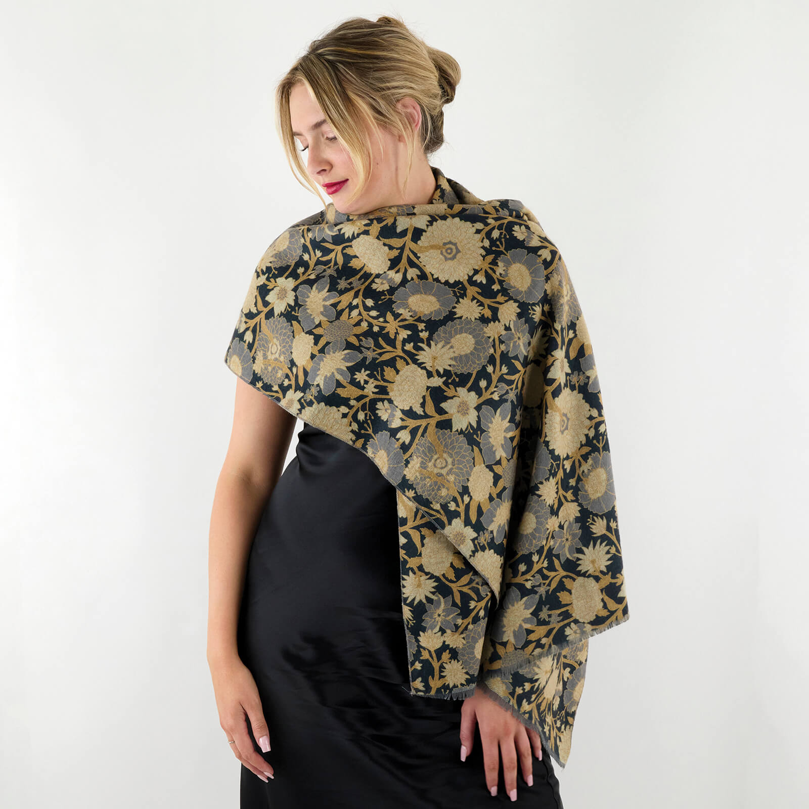 Capri Black Reversible Wrap Scarf