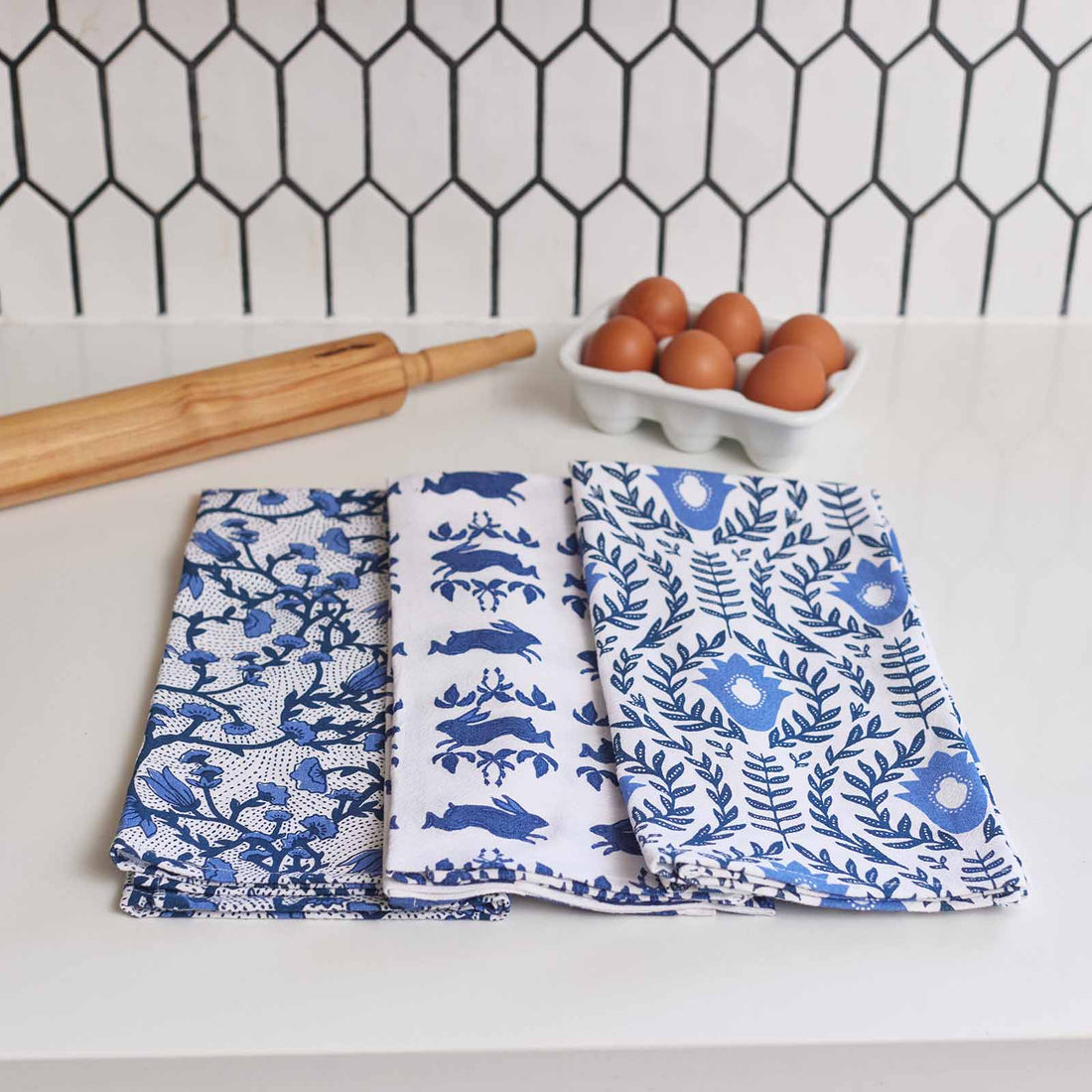 Yorktown Cotton Kitchen Towels (Set of 3) Cotton Kitchen Towel - rockflowerpaper