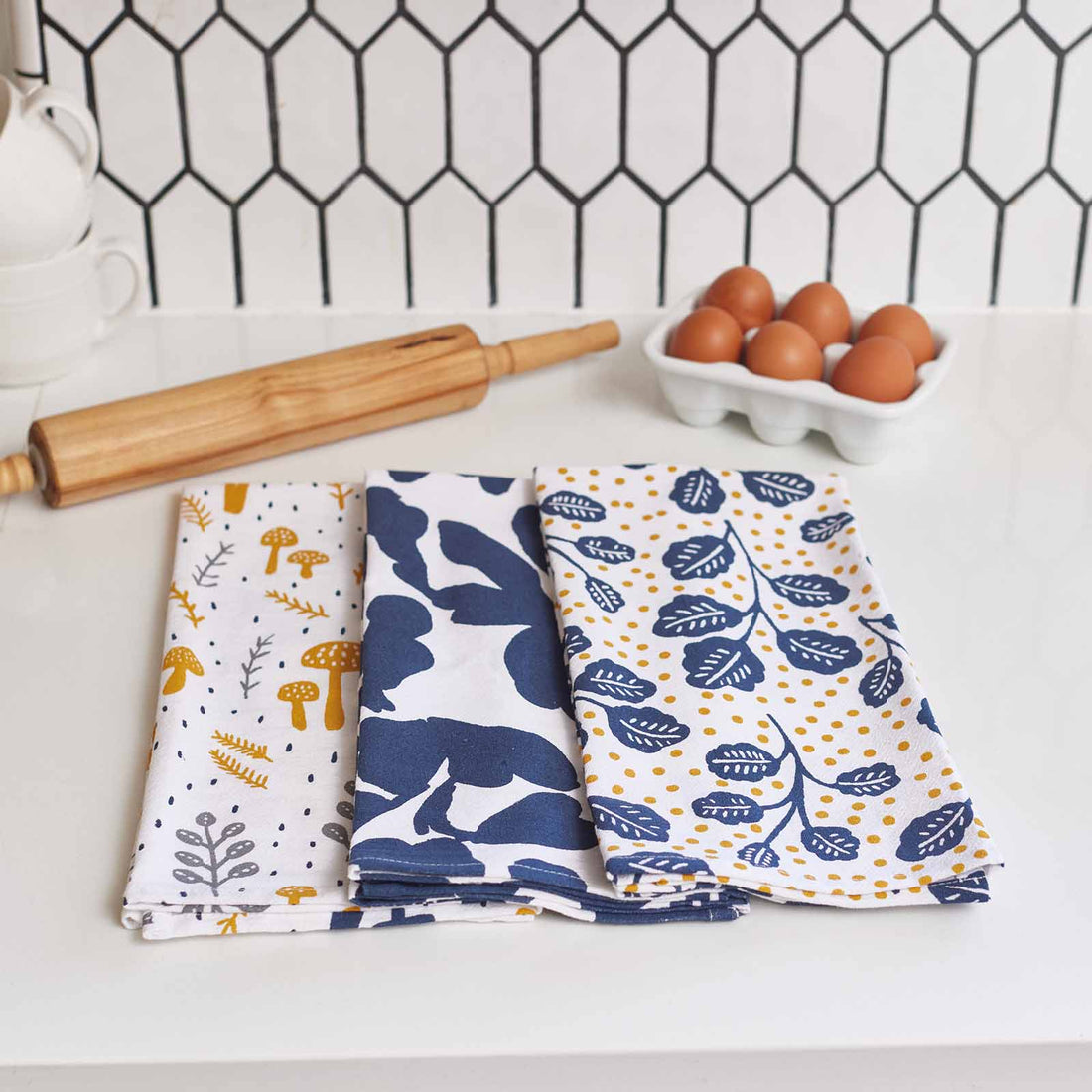 Scandi Cotton Kitchen Towels (Set of 3) Cotton Kitchen Towel - rockflowerpaper