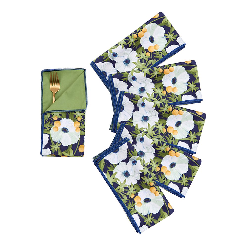 Anemone Poppy blu Dinner Napkin Dinner Napkin - rockflowerpaper