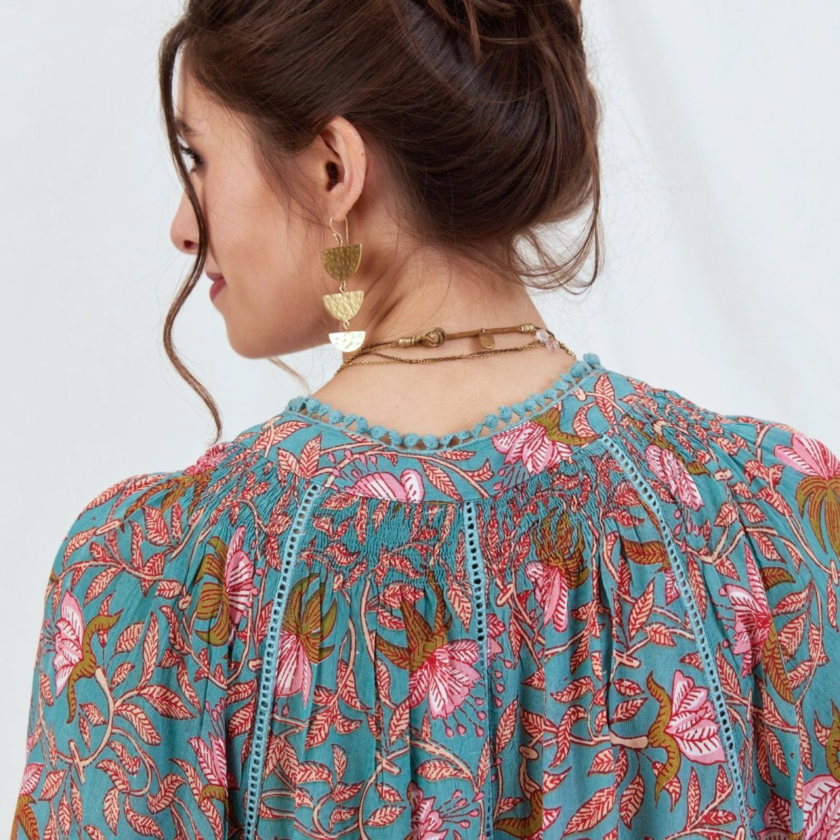 Aqua Pink Bohemian Floral Party Dress Dress - rockflowerpaper