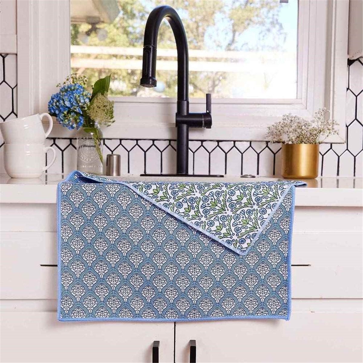 Blaire Blue blu Kitchen Tea Towel - Double - Sided Print Kitchen Towel - rockflowerpaper