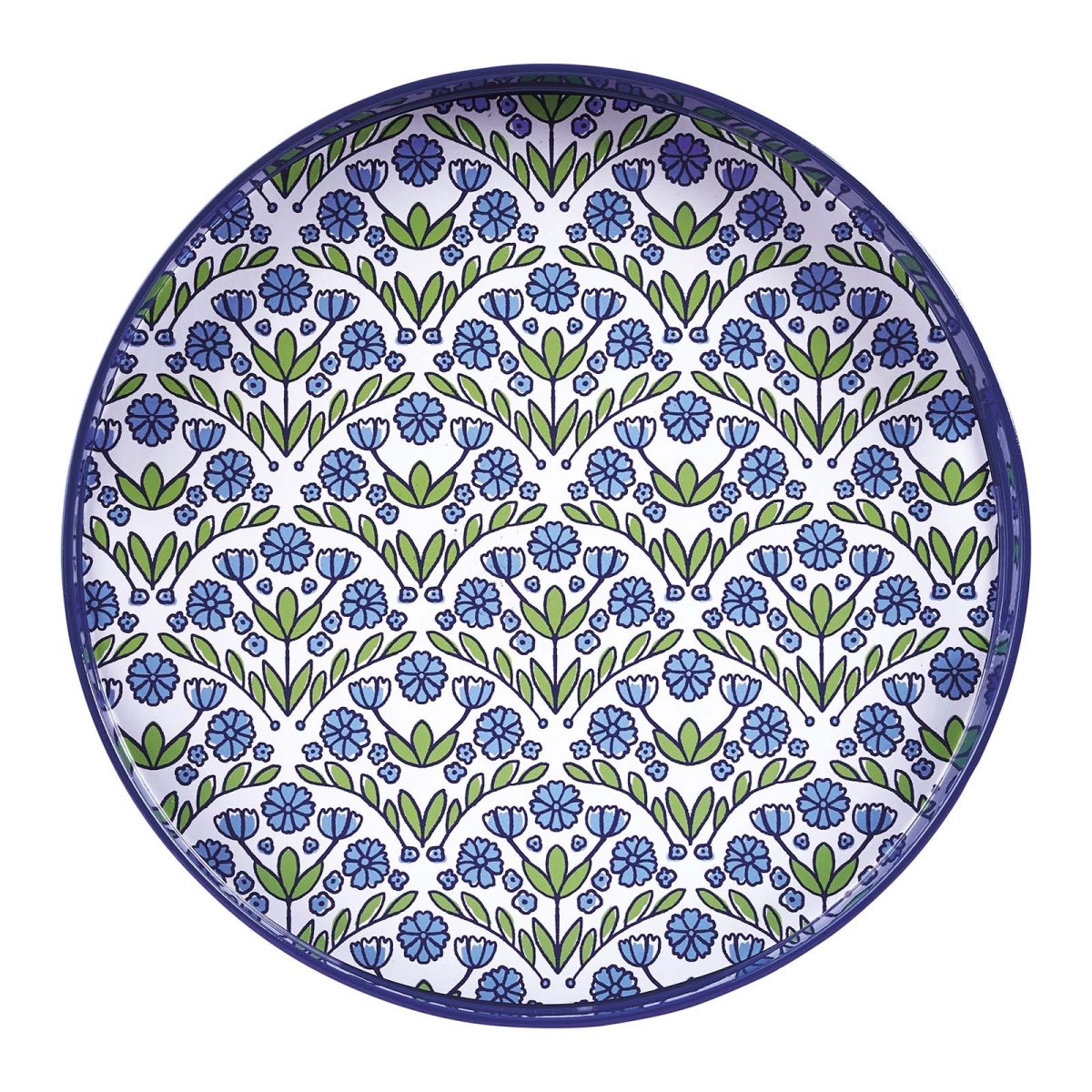 Blaire Blue Round Laquer Serving Tray Tray - rockflowerpaper