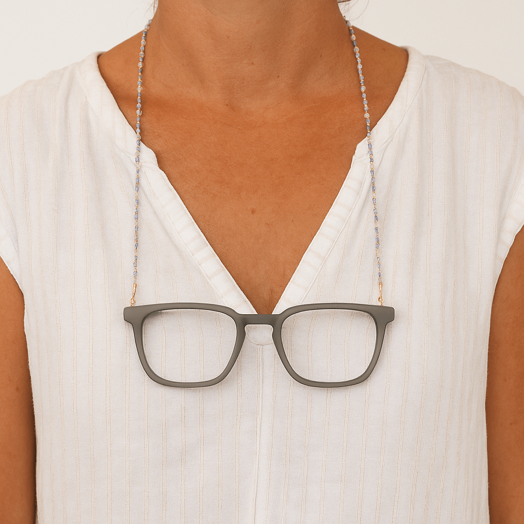 Blue Beaded Lanyard Necklace for Glasses or Face Mask MASK - NECKLACE - rockflowerpaper
