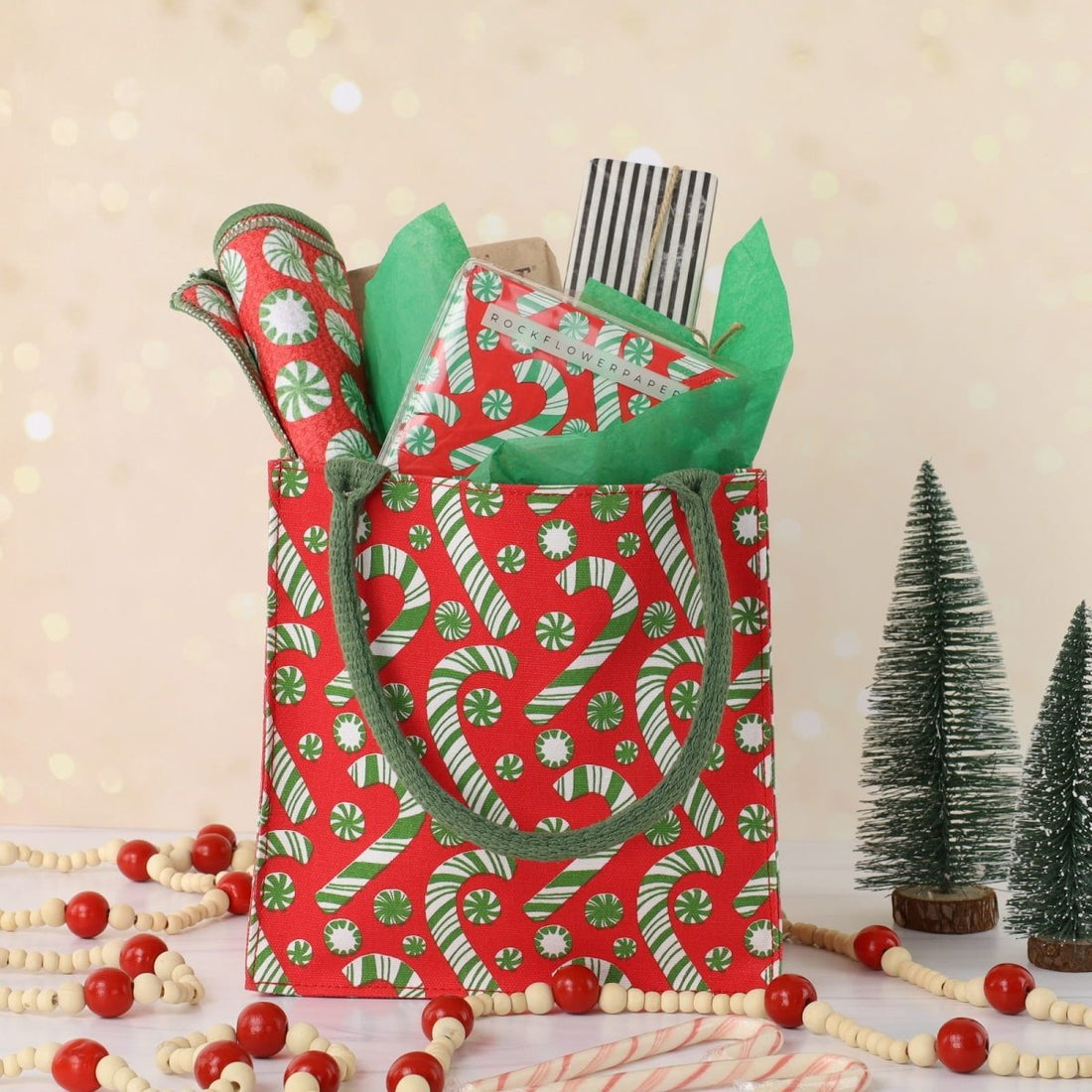 Candy Cane Joy Reusable Itsy Bitsy Gift Bag Gift Bag - Rockflowerpaper