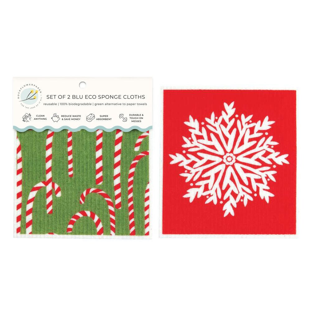 Candy Canes blu Eco Sponge Cloths (Set of 2) Eco Cloth - Rockflowerpaper