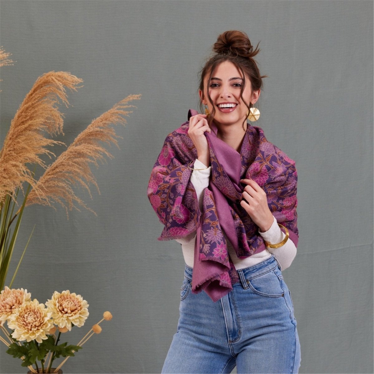 Capri Plum Reversible Wrap Scarf - rockflowerpaper