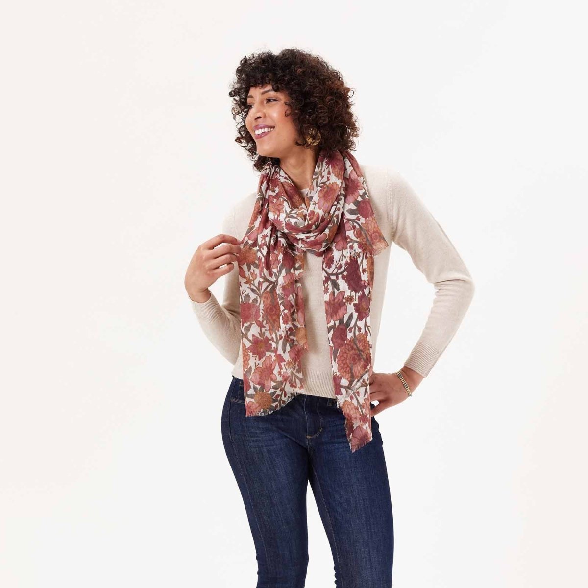 Capri Rose Featherweight Scarf Scarf - rockflowerpaper