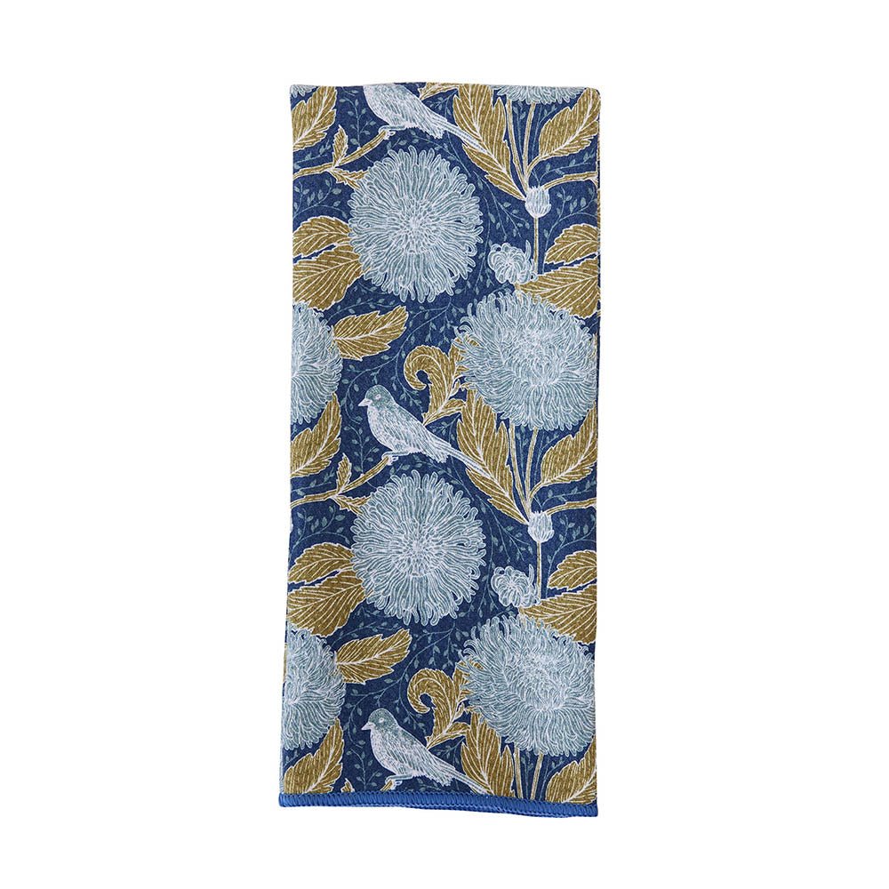 Chrysanthemum blu Kitchen Tea Towel - Double - Sided Print Kitchen Towel - rockflowerpaper