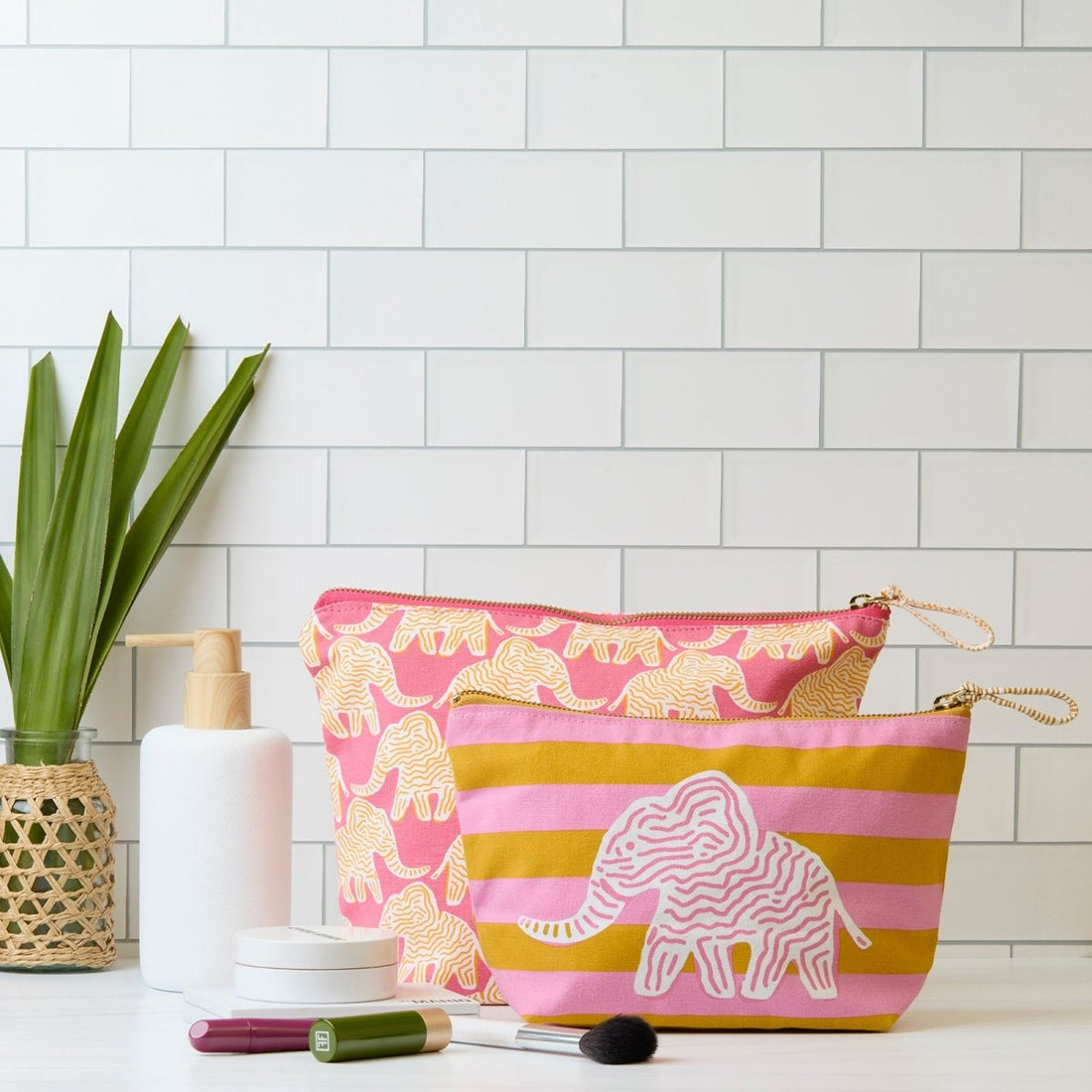 Elephant Essential Canvas Pouch Set of 2 Pouch Set of 2 - Rockflowerpaper
