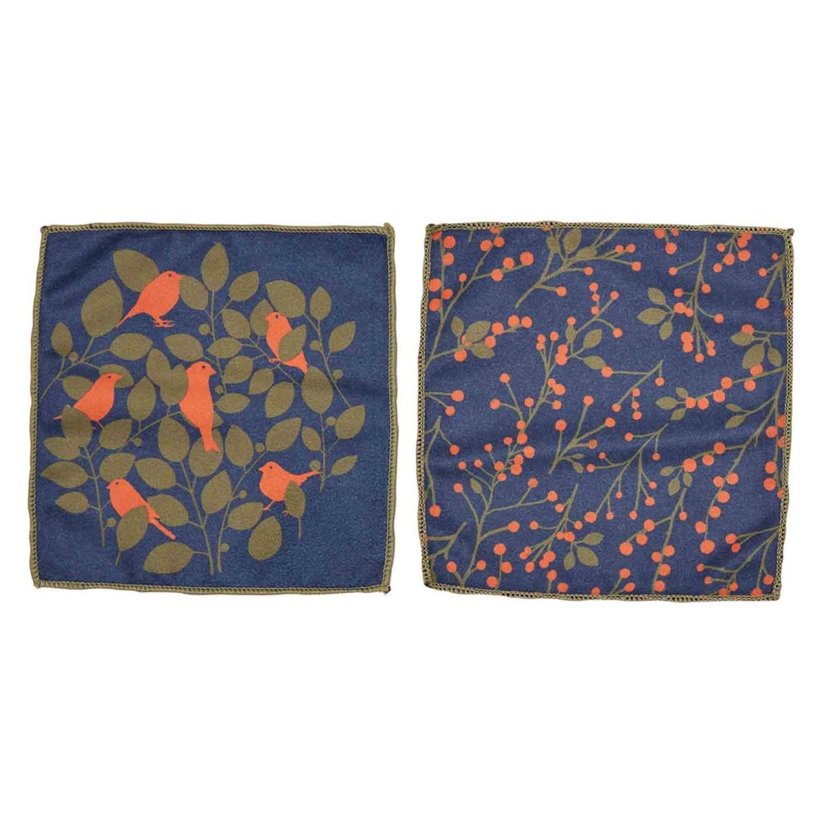 Finches blu Kitchen Reusable Cocktail Napkins (Set of 8) Reusable Cocktail Napkin - rockflowerpaper