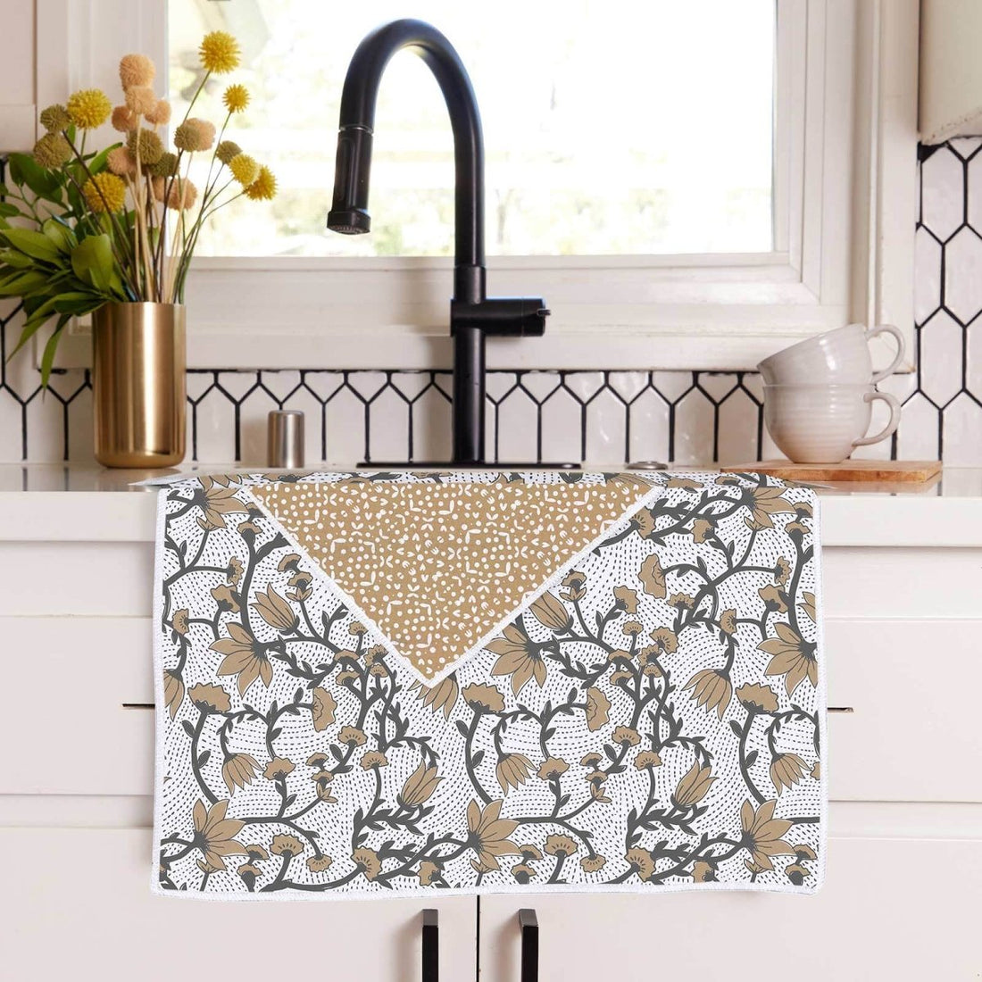 Fleur Tan Eco Kitchen Tea Towel Tea Towel - rockflowerpaper