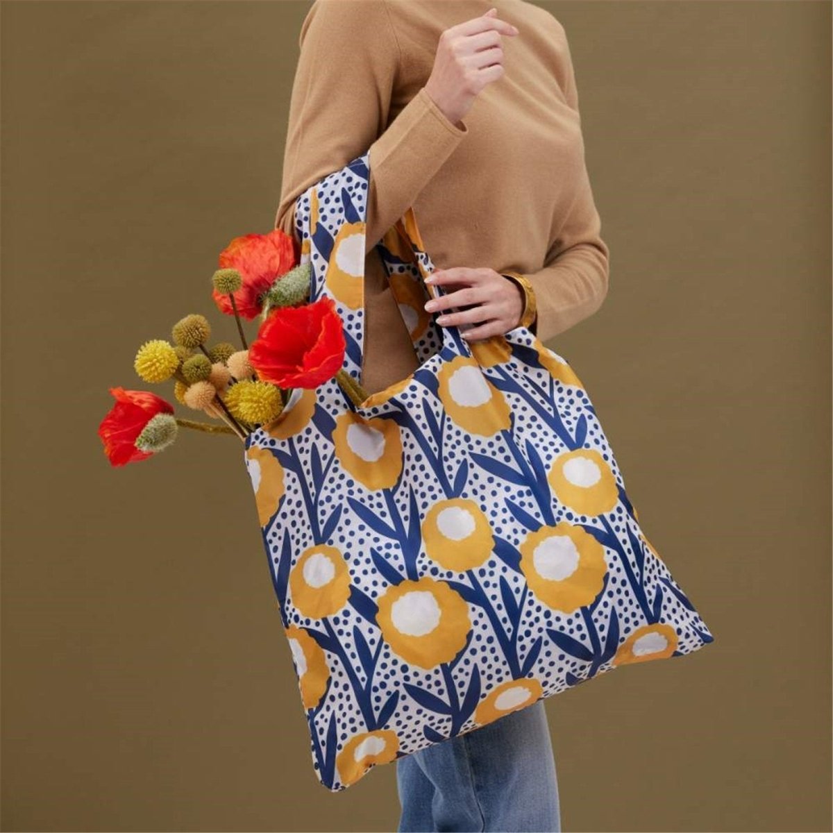 Golden Glow blu Reusable Shopping Bag - Machine washable Reusable Shopping Bag - rockflowerpaper