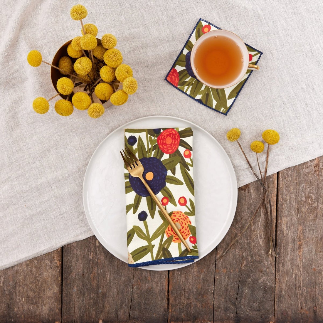 Harvest Sunshine blu Dinner Napkin - Set of 6 Dinner Napkin - rockflowerpaper