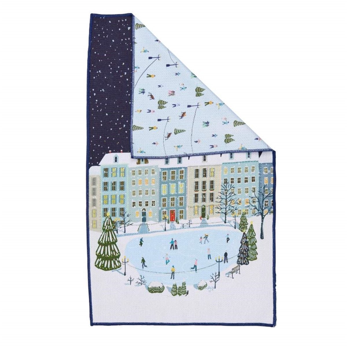 Holiday in the Park blu Kitchen Tea Towel - Double - Sided Print Kitchen Towel - rockflowerpaper