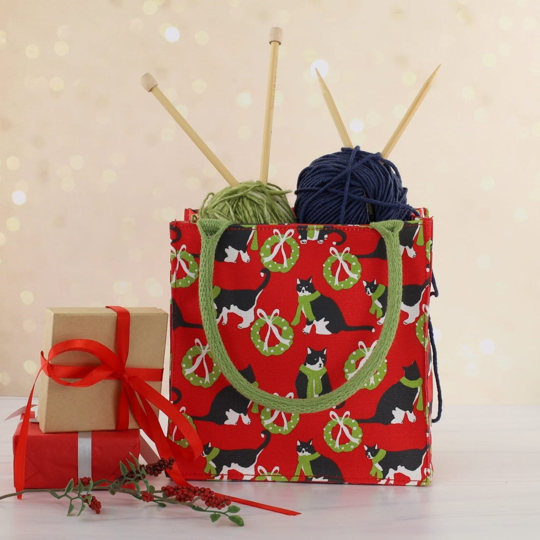 Holiday Kitties Reusable Itsy Bitsy Gift Bag Gift Bag - Rockflowerpaper
