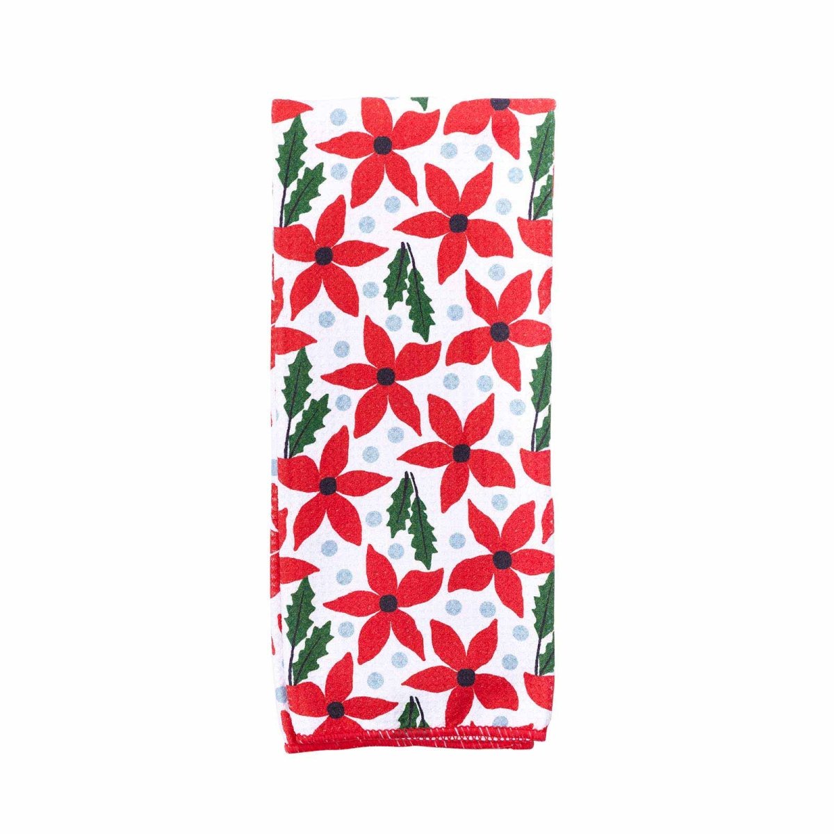 Holiday Poinsettia blu Kitchen Tea Towel Kitchen Towel - rockflowerpaper