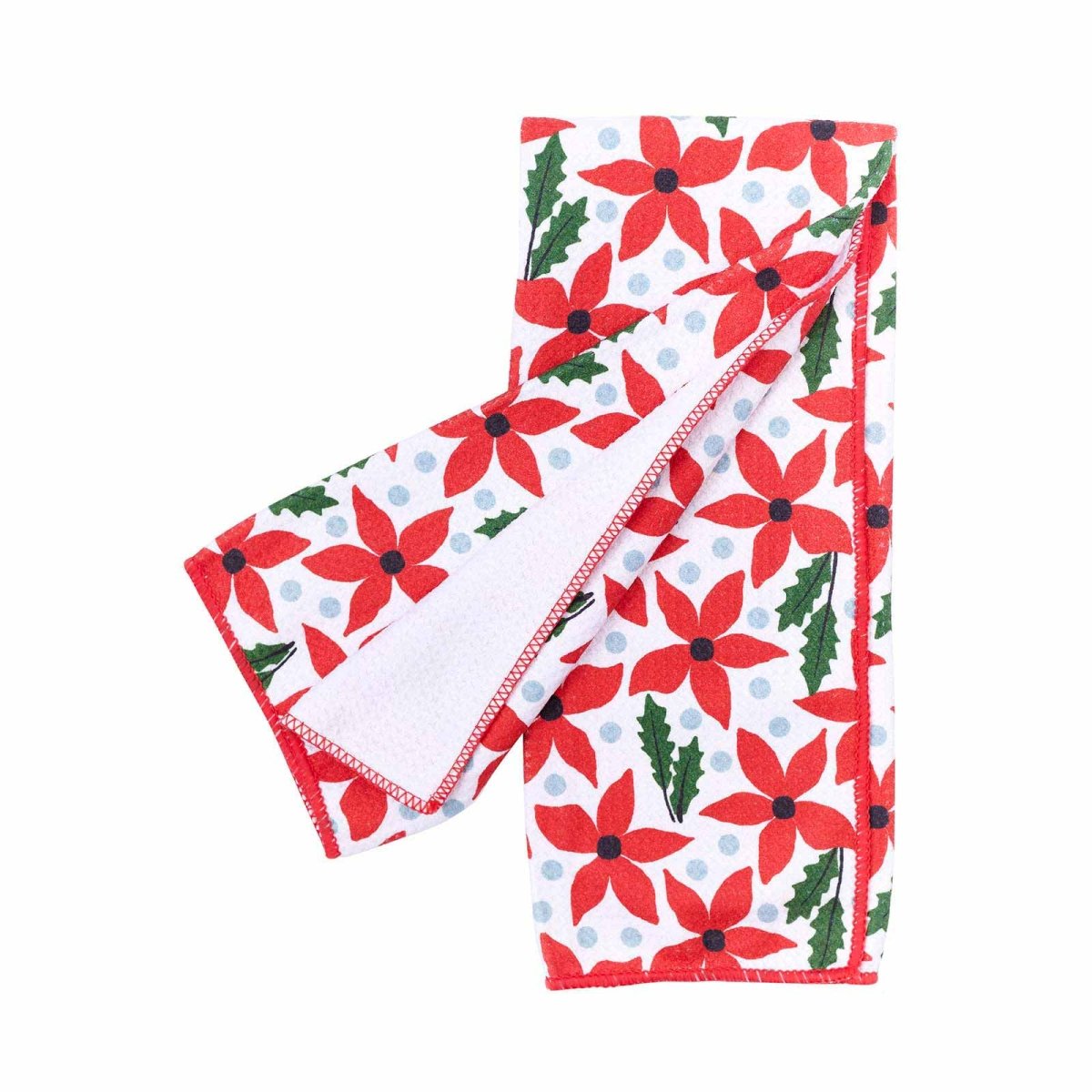 Holiday Poinsettia blu Kitchen Tea Towel Kitchen Towel - rockflowerpaper