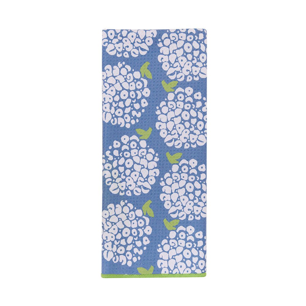 Hydrangea Blossoms blu Kitchen Tea Towel - Double - Sided Print Kitchen Towel - rockflowerpaper