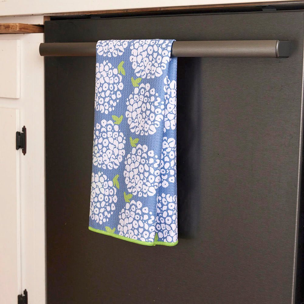 Hydrangea Blossoms blu Kitchen Tea Towel - Double - Sided Print Kitchen Towel - rockflowerpaper