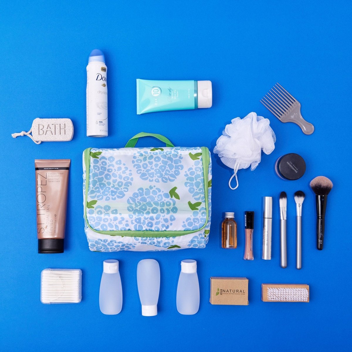 Hydrangea Blue Hanging Toiletry Bag Hanging Bag - rockflowerpaper