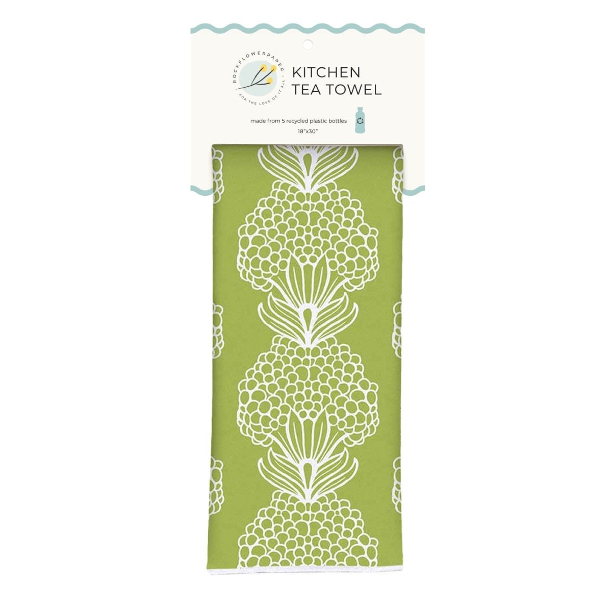 Hydrangea Green Eco Kitchen Tea Towel Tea Towel - rockflowerpaper