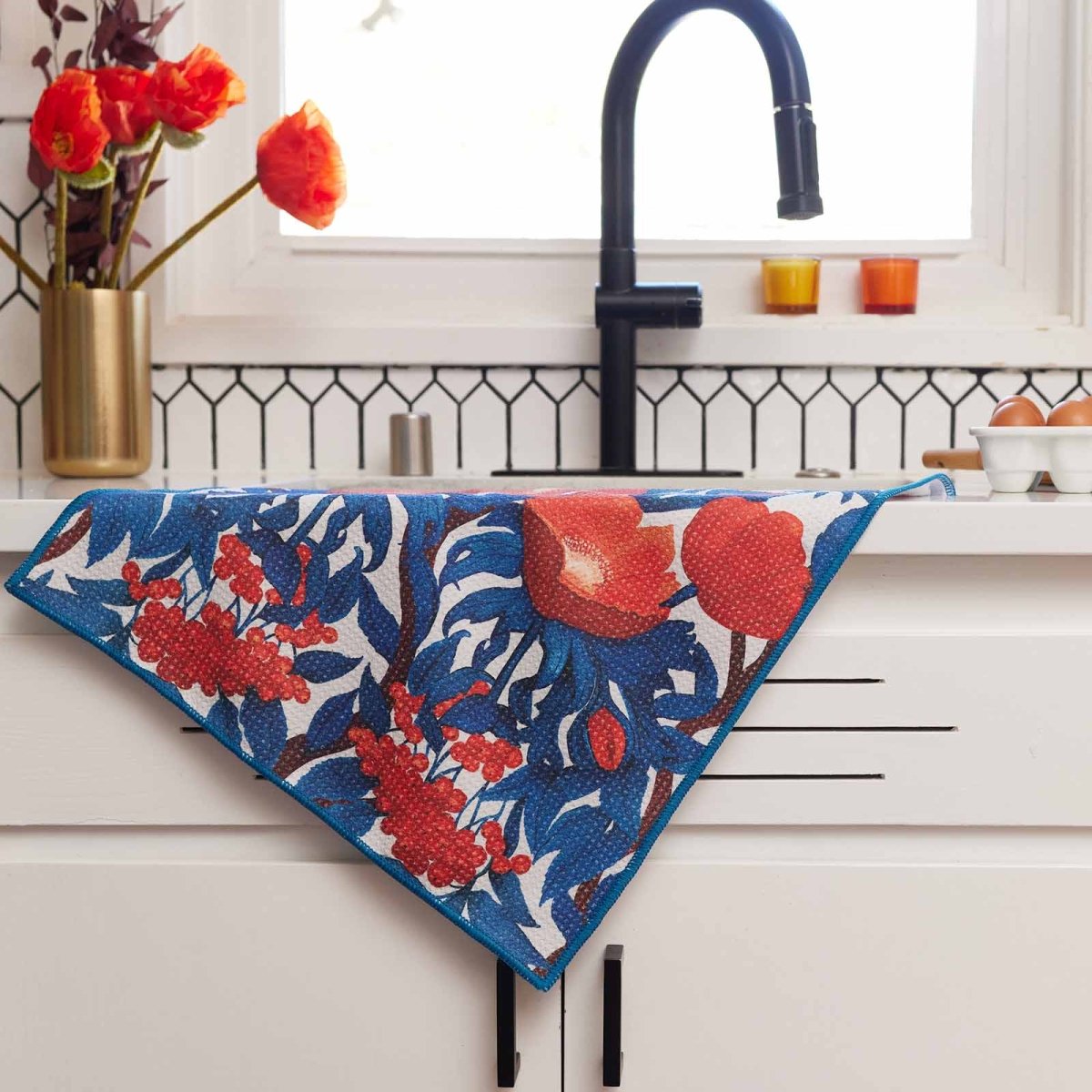 Icelandic Poppies blu Kitchen Tea Towel Kitchen Towel - rockflowerpaper