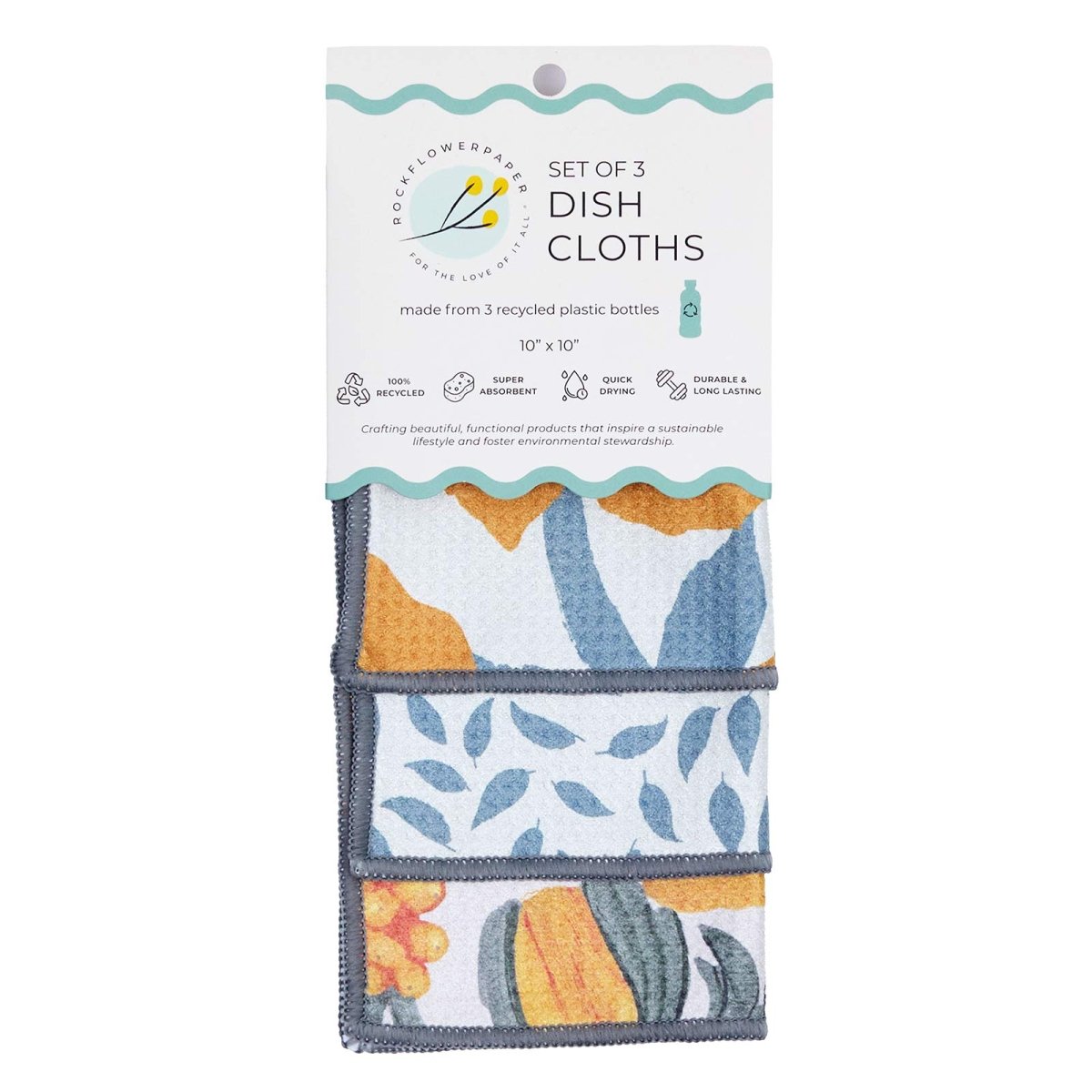 Icelandic Poppies Gold Eco Dish Cloth (Set of 3) Reusable Dish Cloth - Rockflowerpaper