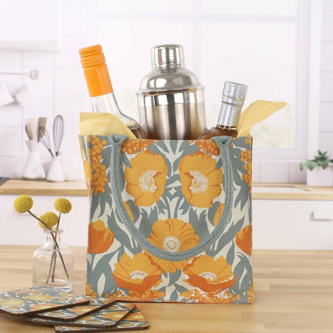 Icelandic Poppies Gold Itsy Bitsy Gift Bag - rockflowerpaper