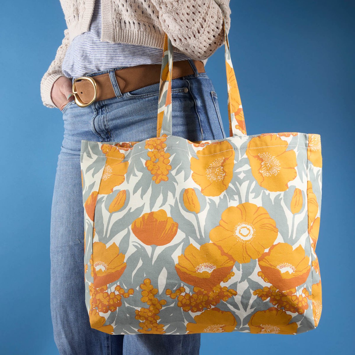Icelandic Poppies Gold Little Shopper Canvas Tote Bag Tote - Rockflowerpaper