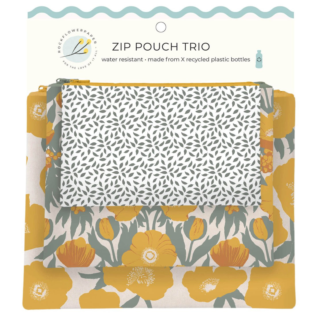 Icelandic Poppies Gold Zip Pouch Trio (set 3) Zip Pouch Trio - Rockflowerpaper