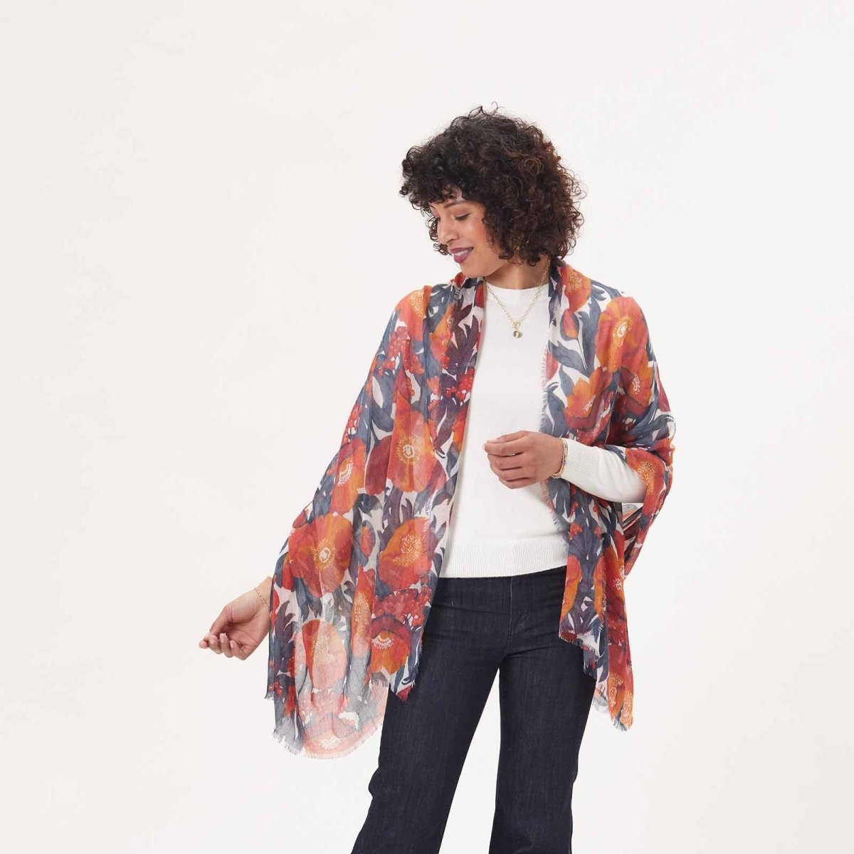 Icelandic Poppies Red Featherweight Scarf Scarf - rockflowerpaper