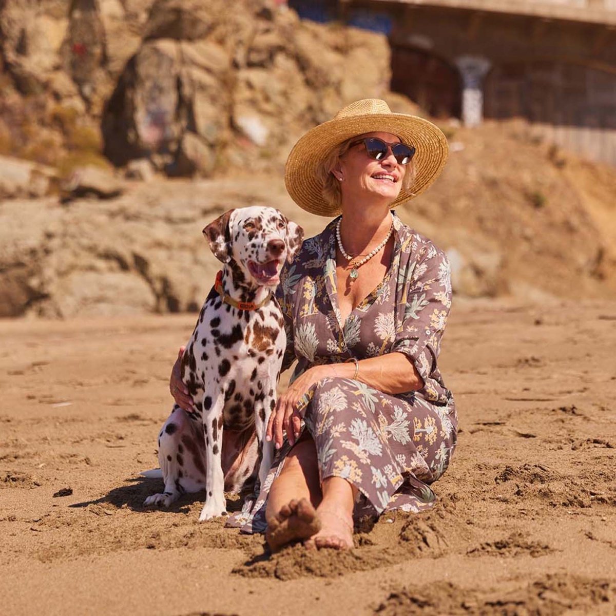 Island Grey Palm Cotton Long Shirt Dress Swim Cover Up - rockflowerpaper