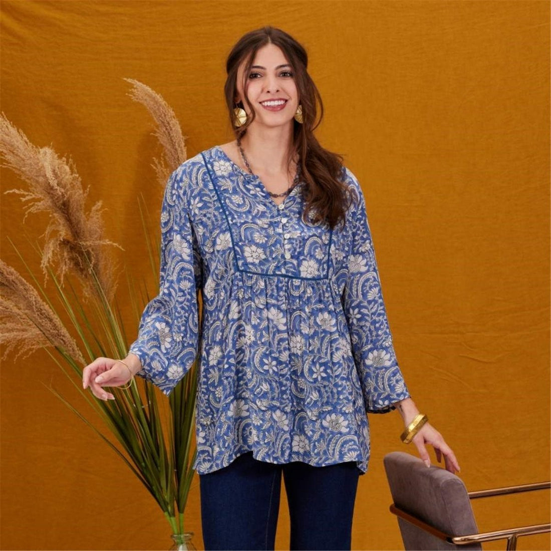 Jasmine Blue Bohemian Tunic Tunic - Rockflowerpaper