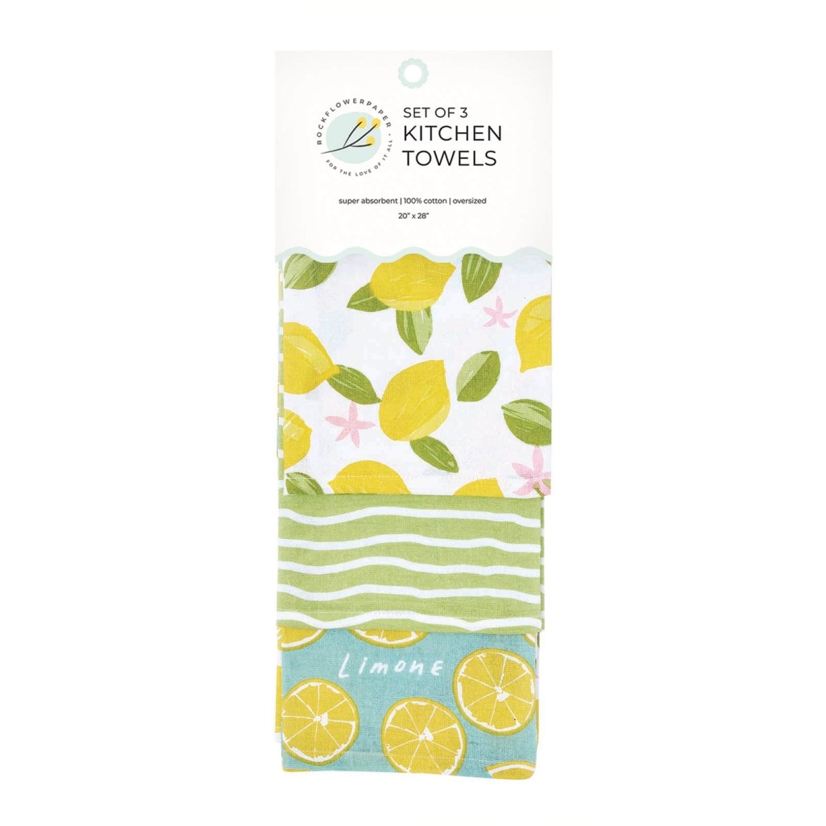 Limone Cotton Kitchen Towels (Set of 3) Cotton Kitchen Towel - rockflowerpaper