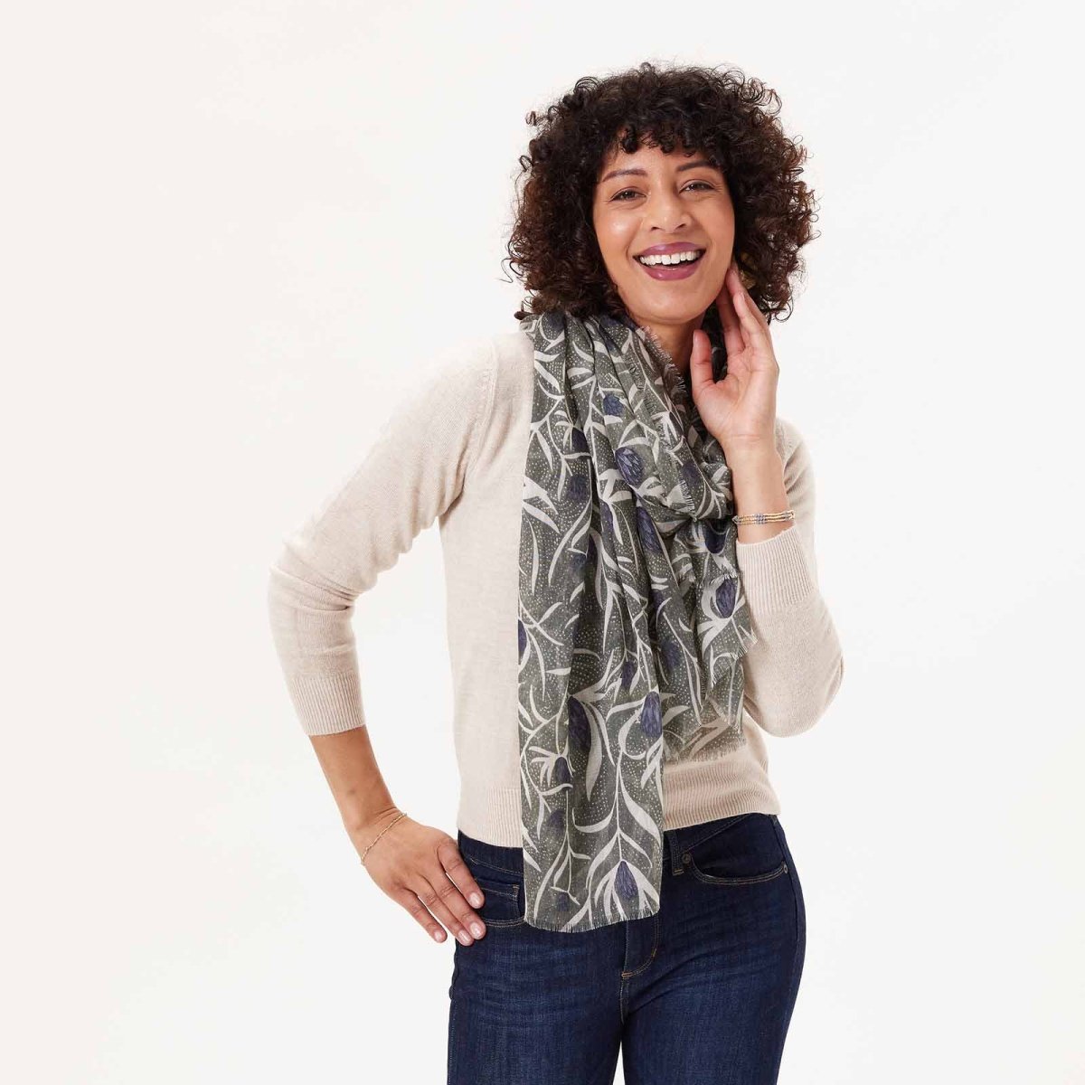 Magnolia Pod Moss Green Featherweight Scarf Scarf - rockflowerpaper