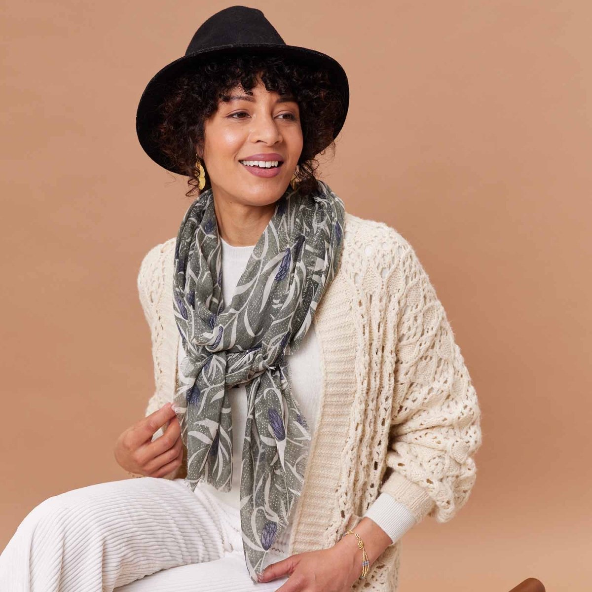 Magnolia Pod Moss Green Featherweight Scarf Scarf - rockflowerpaper