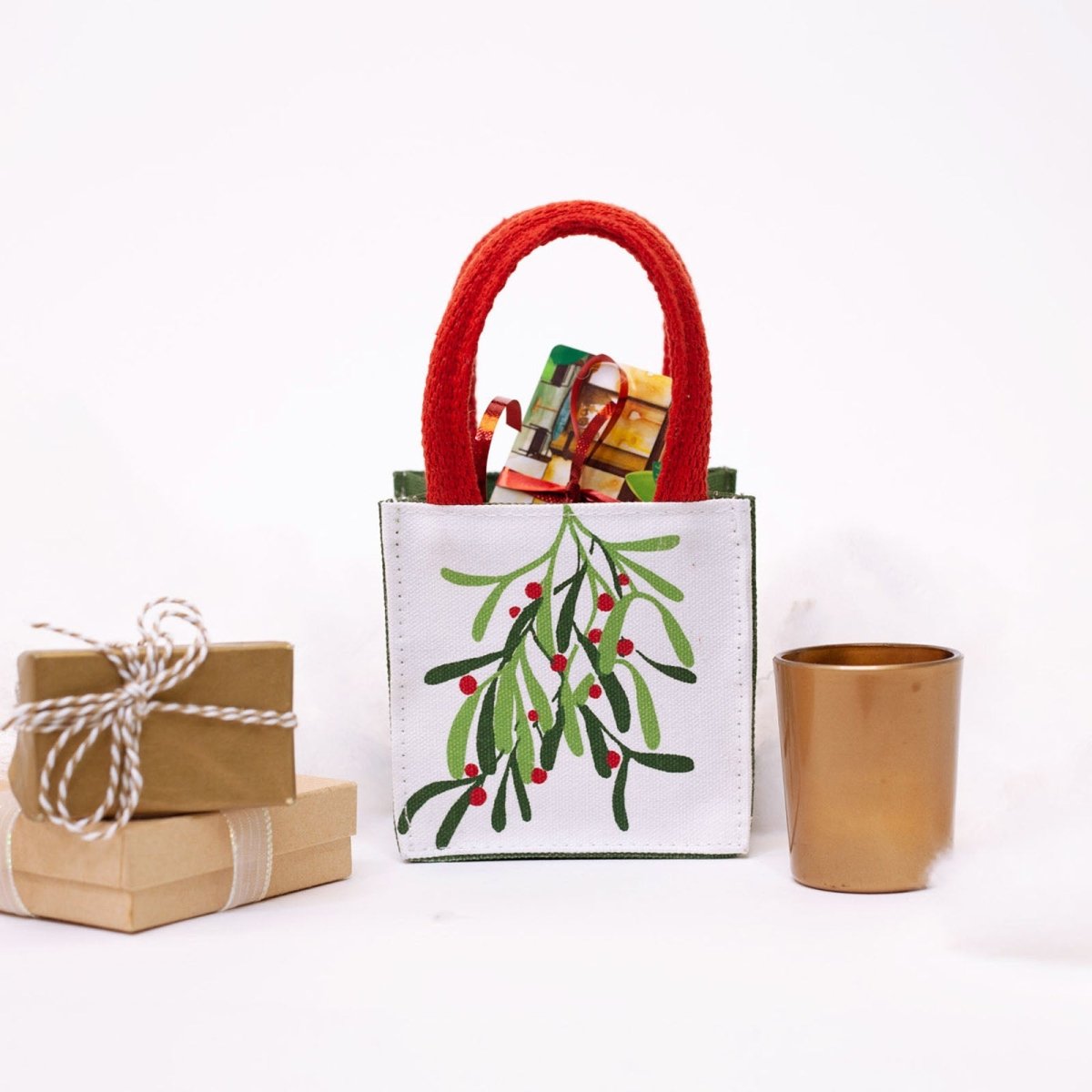 Mistletoe Small Reusable Itsy Bitsy Gift Bag Gift Bag - rockflowerpaper