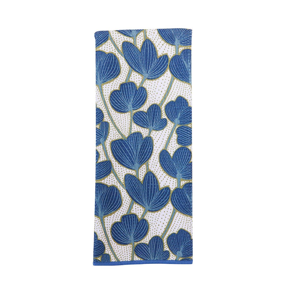 Modern Poppy blu Kitchen Tea Towel - Double Side Printed Kitchen Towel - rockflowerpaper