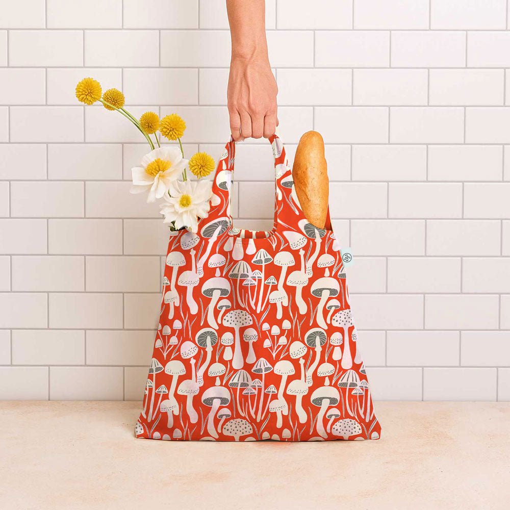 Mushrooms Red blu Reusable Shopping Bag Reusable Shopping Bag - rockflowerpaper