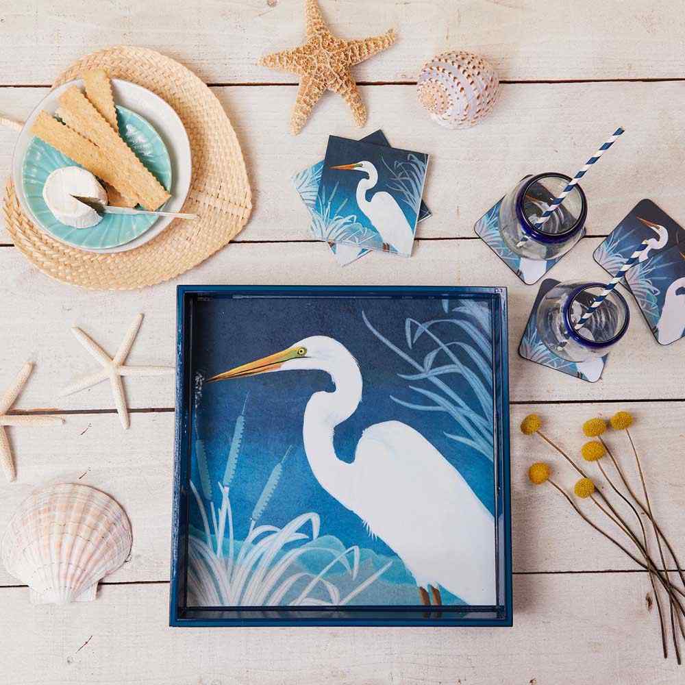 Night Egret Paper Cocktail Napkins (Pack of 20) Paper Cocktail Napkin - rockflowerpaper