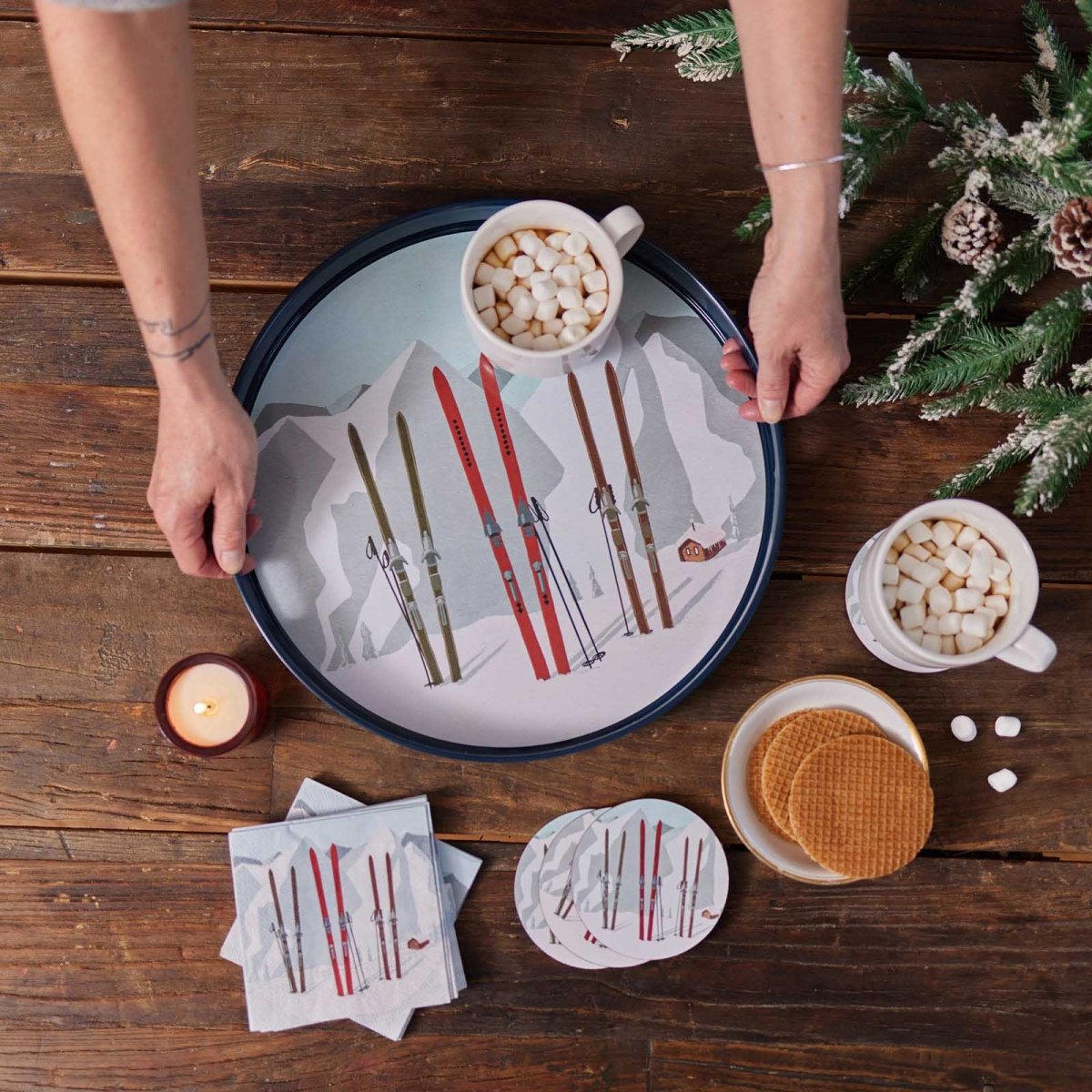Nordic Ski Paper Cocktail Napkins (Pack of 20) Paper Cocktail Napkin - rockflowerpaper