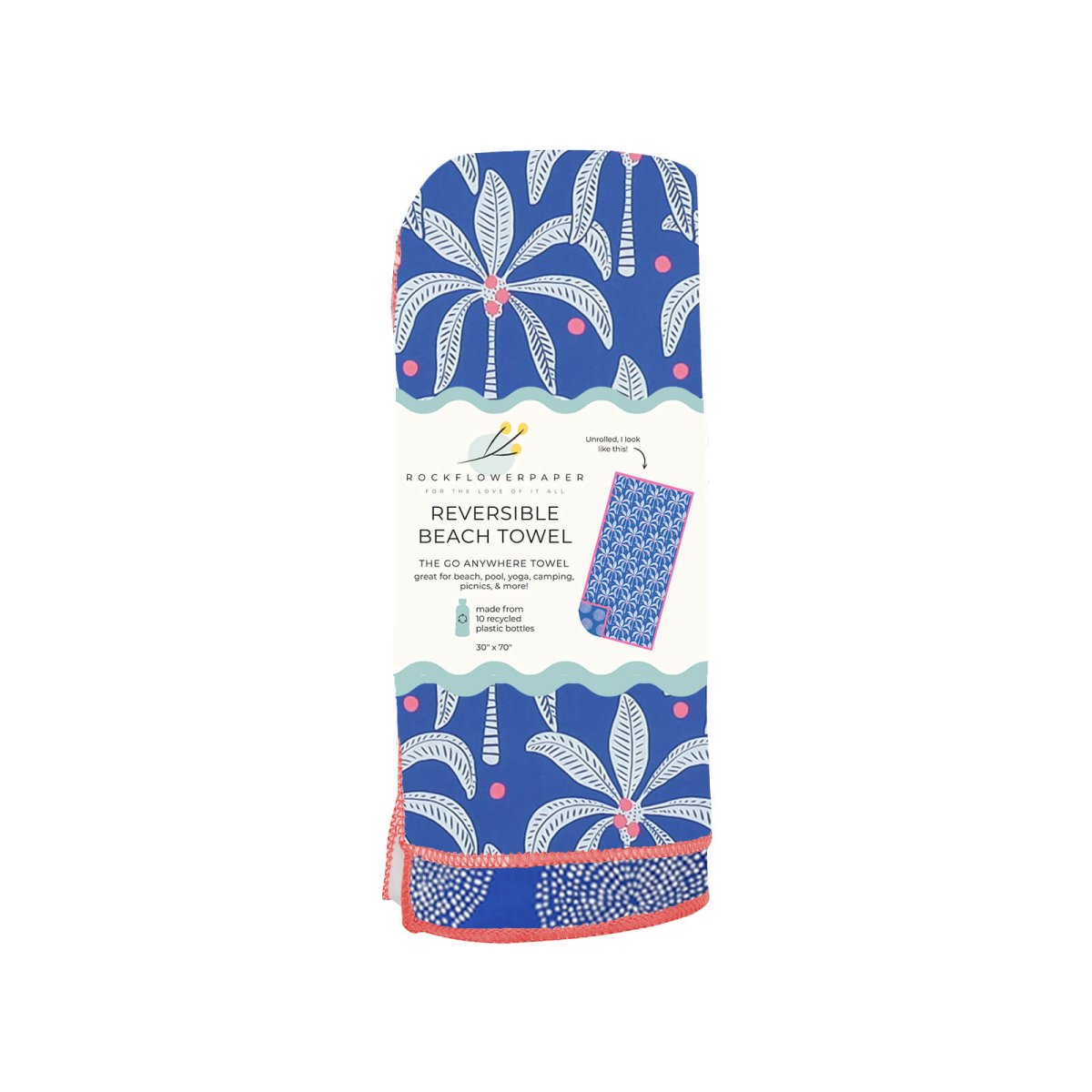 Palm Bunch Reversible Eco Beach Towel Beach Towel - Rockflowerpaper