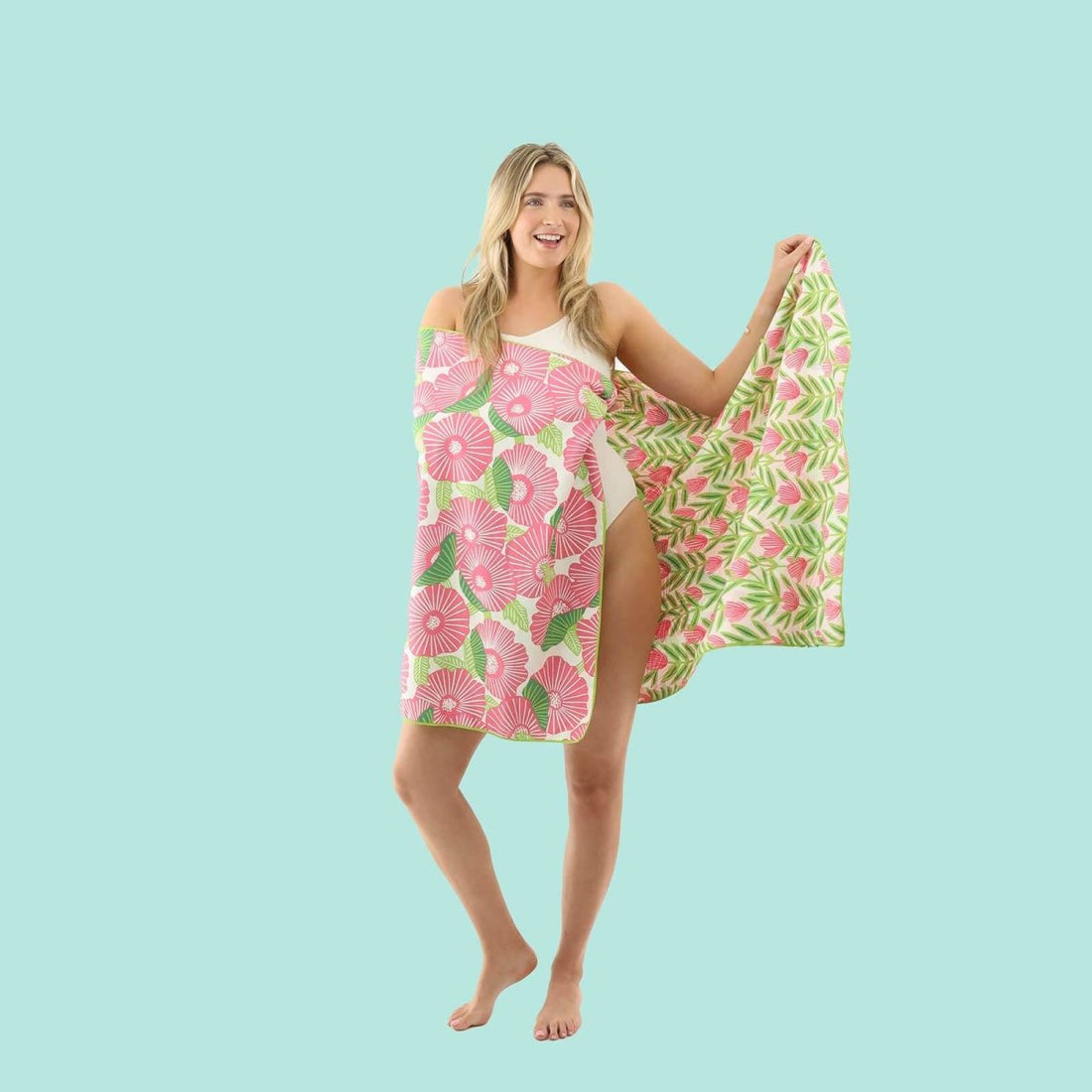 Pink Papaver Reversible Eco Beach Towel Beach Towel - Rockflowerpaper
